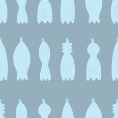 Plastic bottles vector color seamless pattern