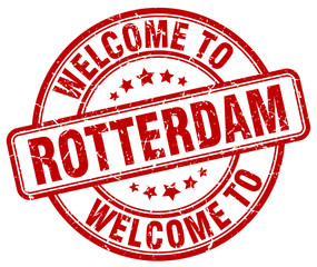 welcome to Rotterdam red round vintage stamp