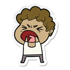 sticker of a cartoon furious man
