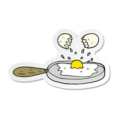 sticker of a frying cartoon egg