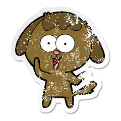 distressed sticker of a cute cartoon dog