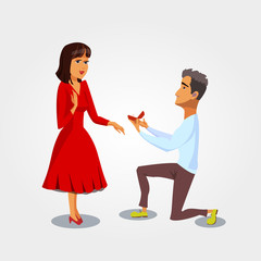 Marriage Proposal, Engagement Vector Illustration
