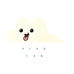 retro illustration style cartoon rain cloud