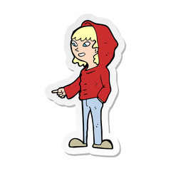 sticker of a cartoon pointing teenager
