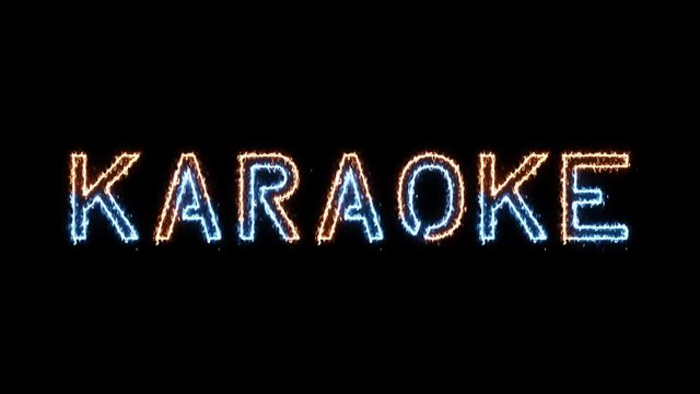 Karaoke - fire and ice glowing text on transparent background