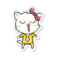 distressed sticker of a cartoon cat