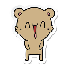 sticker of a happy bear cartoon