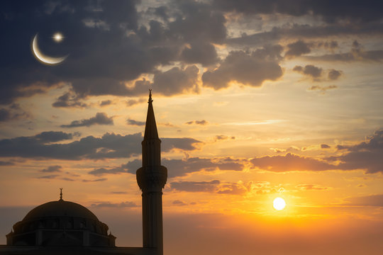 moschee in der abendsonne