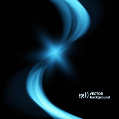Vector Abstract shiny color blue wave design element on dark background.