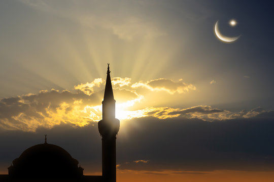 moschee vor sonnenuntergang