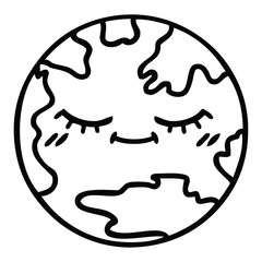 line drawing cartoon planet earth