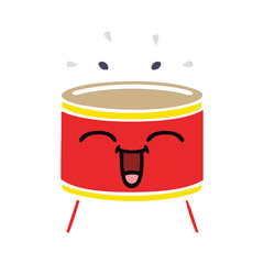 flat color retro cartoon happy drum