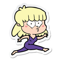 Fototapeta premium sticker of a cartoon woman running
