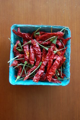 red chili peppers in a basket