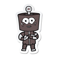 sticker of a happy cartoon robot