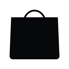 A black and white vector silhouette of a handbag