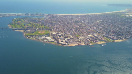 Fototapeta premium Coronado Island Aerial From San Diego Harbor 4K