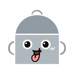 flat color retro cartoon cooking pot