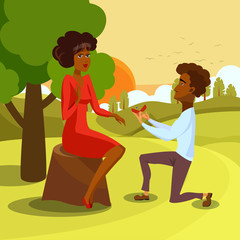 Marriage Proposal on Nature Vector Design Element