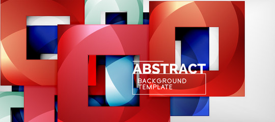 Obraz premium Abstract geometric background. Glossy square shapes composition on grey, minimalistic style template with copyspace