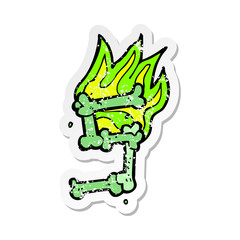 retro distressed sticker of a cartoon halloween bone number