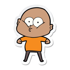 sticker of a cartoon bald man staring