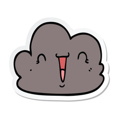 sticker of a cartoon happy cloud