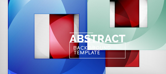 Fototapeta premium Background with color squares composition, modern geometric abstraction design for poster, cover, branding or banner