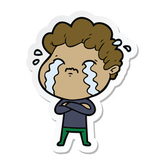 sticker of a cartoon man crying