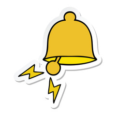 sticker of a cute cartoon ringing bell