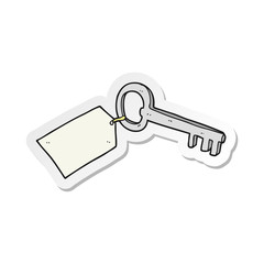 sticker of a cartoon key with tag