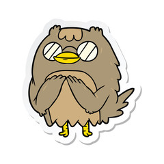 sticker of a cartoon wise old owl