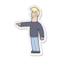 sticker of a cartoon pointing man