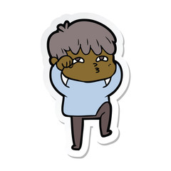 sticker of a cartoon curious man