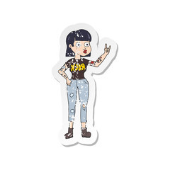 retro distressed sticker of a cartoon rock girl