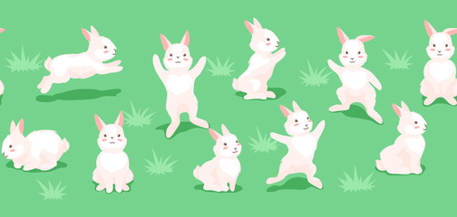 Seamless pattern with cute Easter Bunnies.