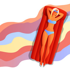 Girl in bikini sunbath and relax.