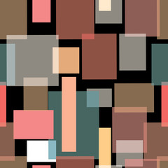 illustration of layered plaids and rectangles. This colourful, stylish seamless repeat pattern is perfect for gift, cards, wallpaper, scrapbooking, fabric, interior, paper and art projects.