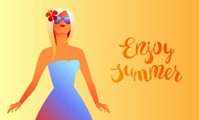 Blonde girl in sunglasses.