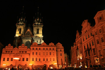 Fototapeta premium Church of Our Lady before Tyn by night, Old Town, Prague, Czech Republic