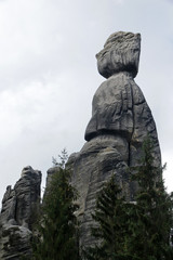 Fototapeta na wymiar Rock formation called Mayor's wife in Rock Town, Adrspach, Teplice, Czech Republic