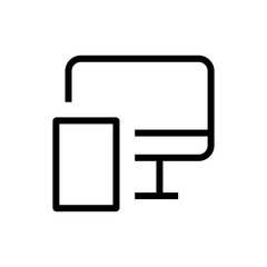 Computer and phone sync icon.