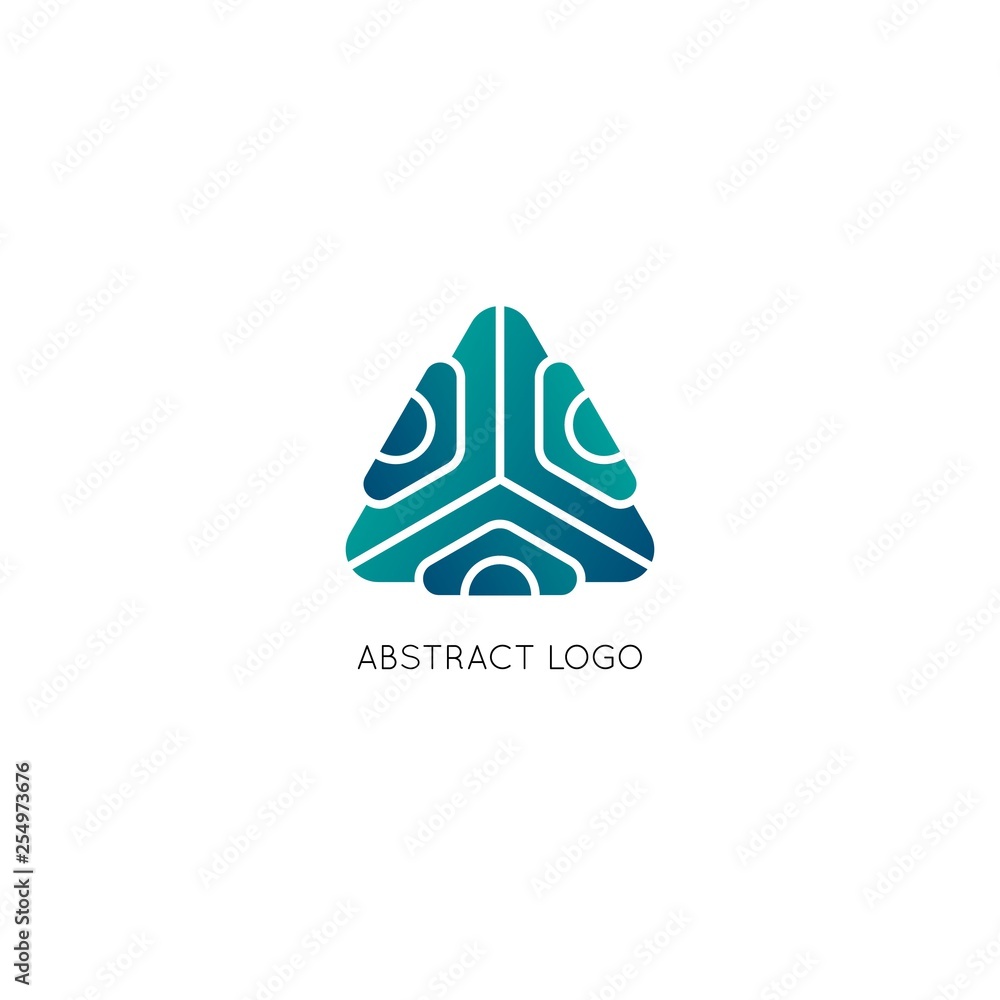 Poster abstract triangle vector logo. geometric symbol with gradient. design element for company identity a