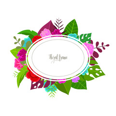 Elegant design illustration of floral frame template with text inside 