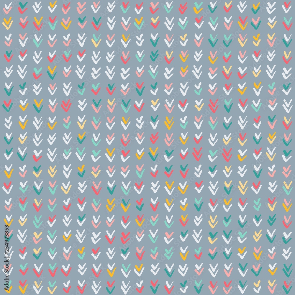 Poster Abstract Seamless Pattern with Colorful Checkmarks . Vector Decorative Background. Holiday Textured Bg