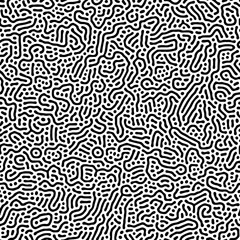 Diffusion reaction vector seamless pattern. Black and white organic shapes, lines pattern. Abstract Background illustration