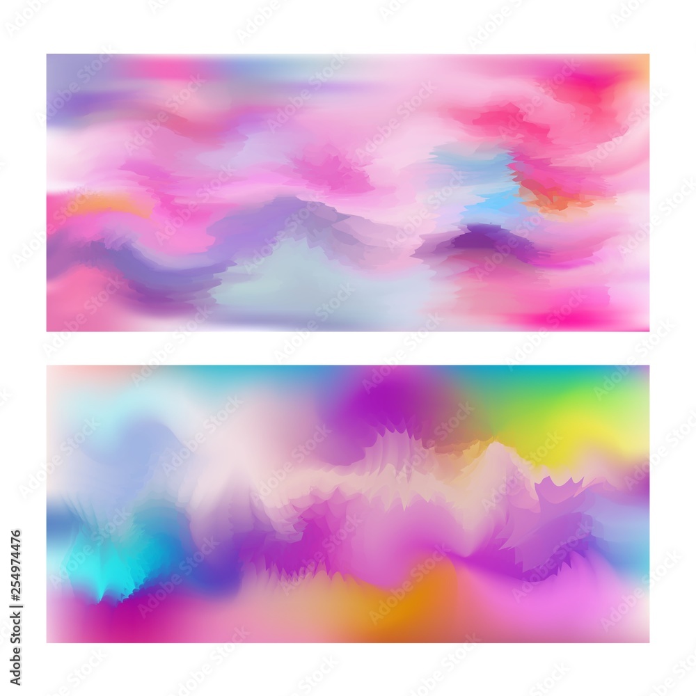 Poster digital colorful graphic bg. vector holi festival banners. abstract backgrounds with blurred paint s