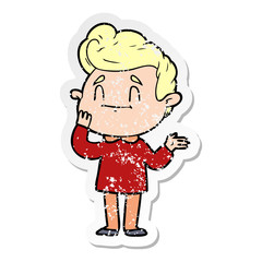 Obraz premium distressed sticker of a happy cartoon man