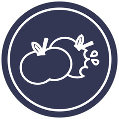 bitten apples circular icon