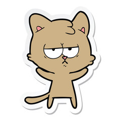 sticker of a bored cartoon cat